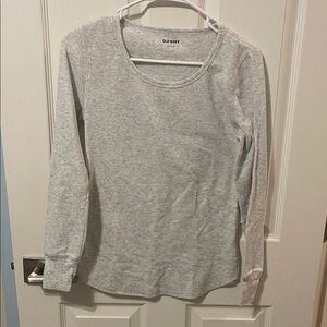 Old Navy Gray Long Sleeve Waffle Knit Top